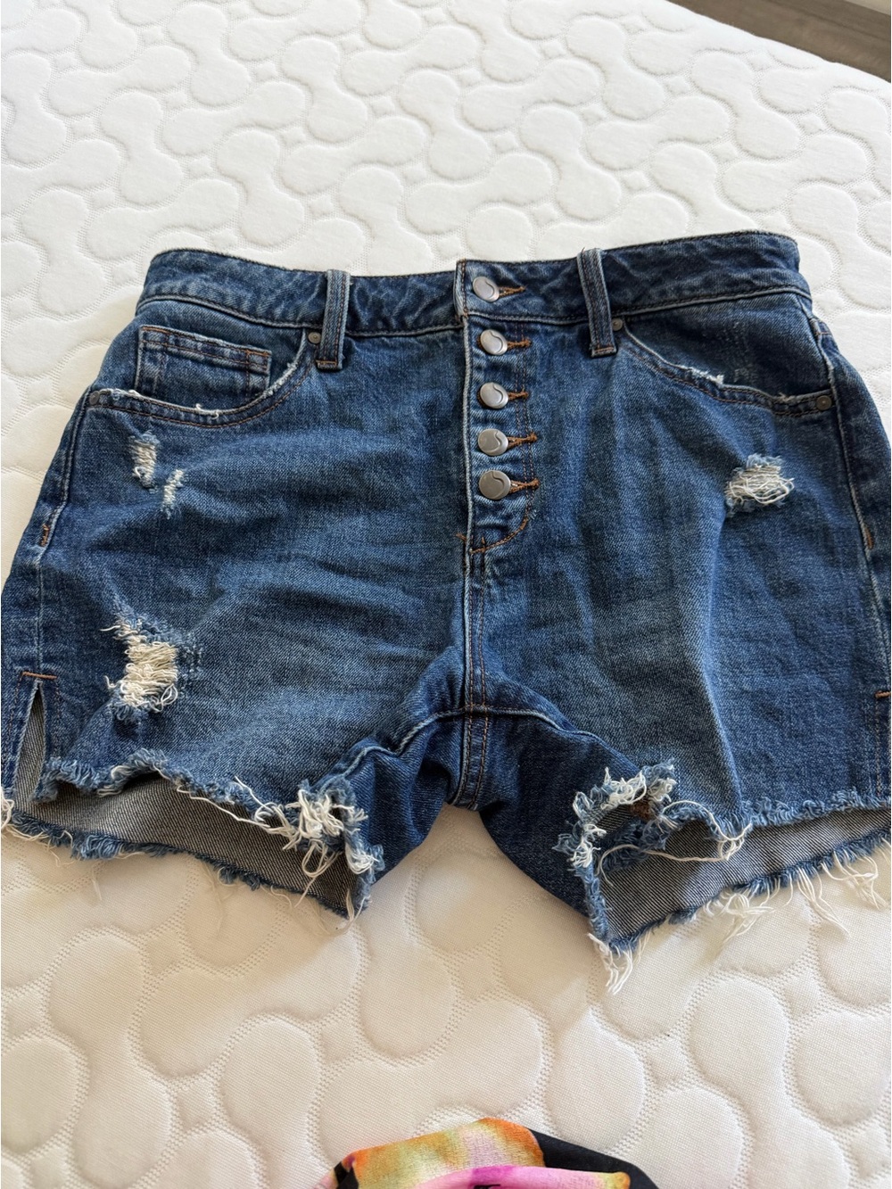 Joes Jeans Denim Distressed Button-Front Women’s Shorts - Blue